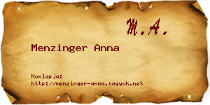 Menzinger Anna névjegykártya